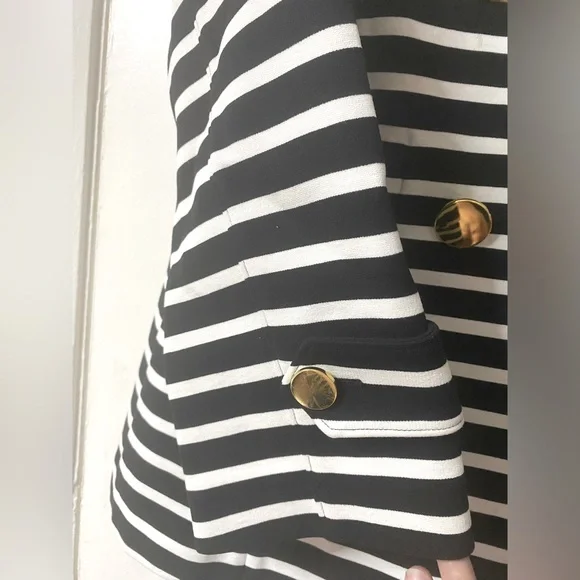 Kate Spade Broome Street Striped Size 2 Gold Button Blazer/Jacket Front Pockets - Picture 12 of 13